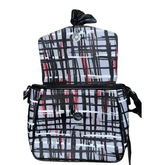 Vera Bradley Black Multicolor Plaid Design Small Adjustable Strap Crossbody Bag - Picture 4 of 10